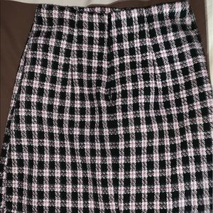 Pink/Black Plaid Skirt